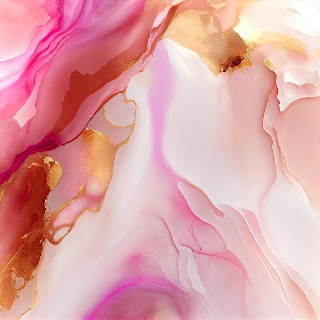 Roze marmeren textuur abstracte achtergrond met gouden lijnen. ai generatief