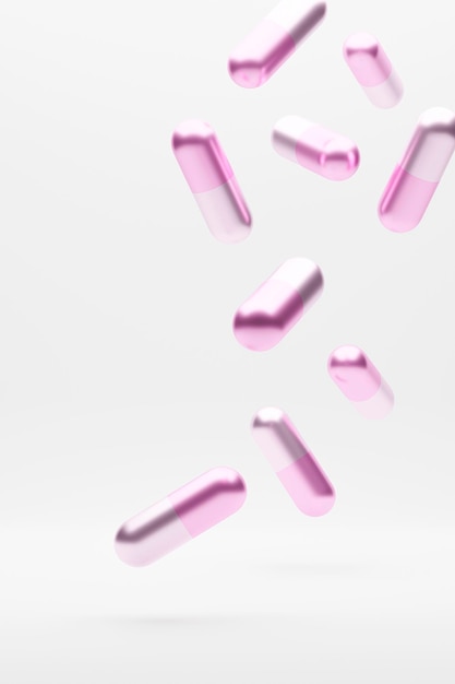 Roze medicinale capsule pillen 3D-rendering