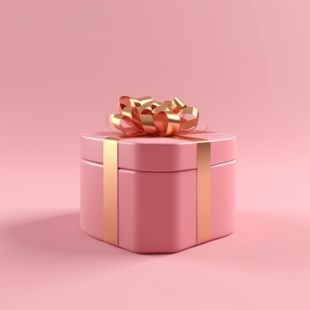 Roze minimale geschenkdoos met gouden lint generatieve ai