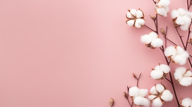 Roze minimalistische achtergrond met wattenschijfjes