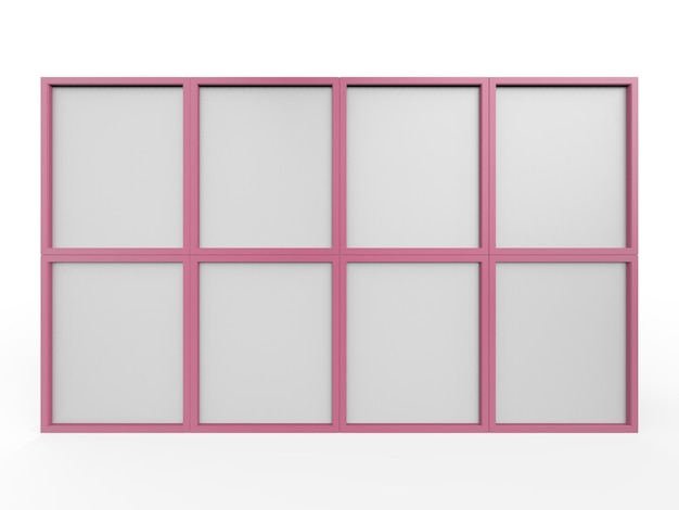 Roze mockup lege multimediamuur 3d illustratie