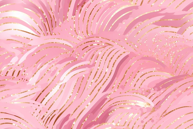 Roze naadloos patroon met abstracte elementen Toepasselijk voor stof print textiel inpakpapier behang Roze achtergrond met glanzende gouden deeltjes Herhaalbare textuur Generatieve AI