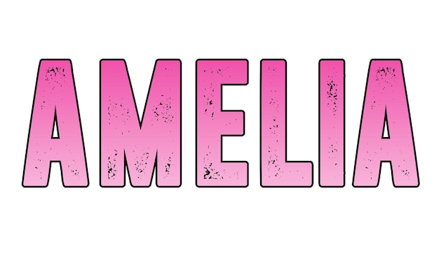 Roze naam Amelia op wit.