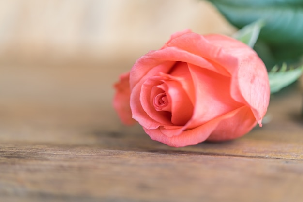 Roze nam bloem op de Dag van houten vloervalentine toe