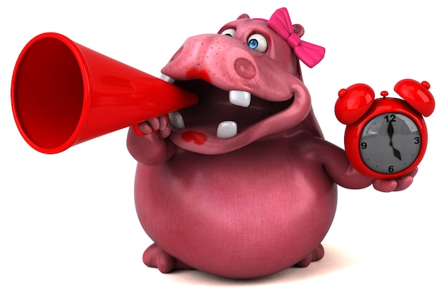 Roze nijlpaard - 3D illustratie