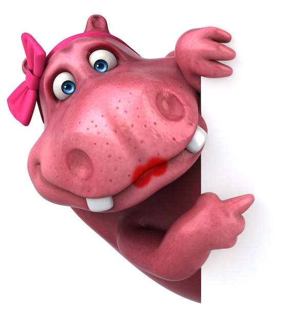 Roze nijlpaard - 3D illustratie