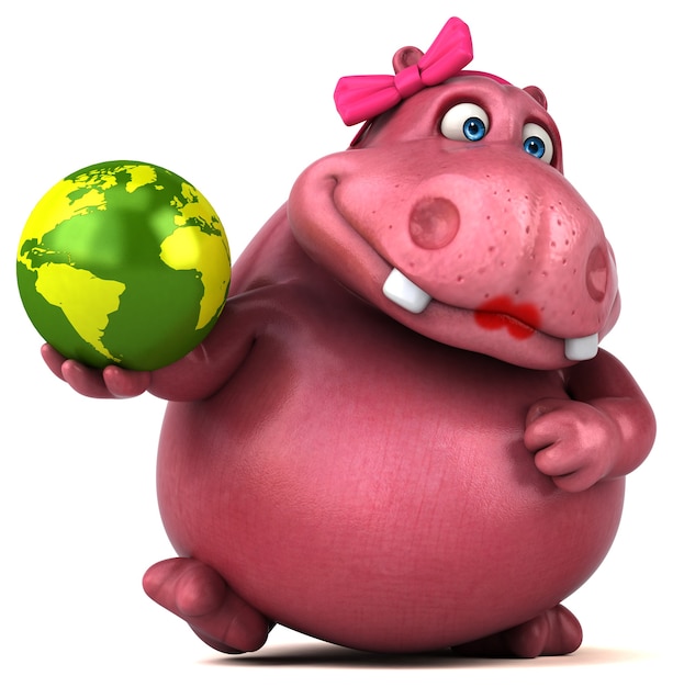 Roze nijlpaard - 3D-personage