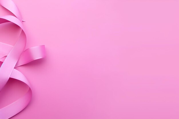 Foto roze of paars lint als bewustzijnssymbool voor borstkanker of epilepsie en kopieer ruimte wereldkankerdag