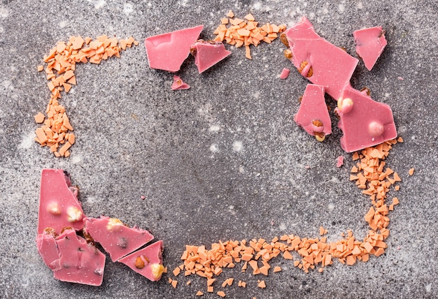 Roze of robijnrode chocolade