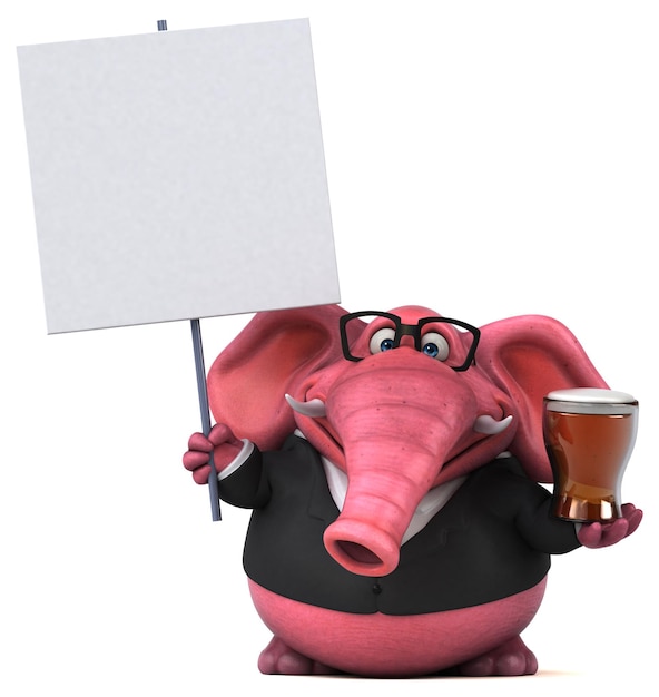 Roze olifant - 3D illustratie