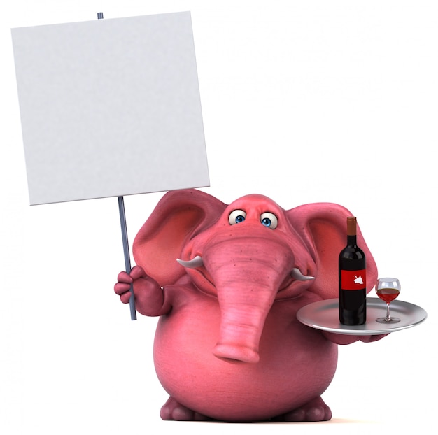 Roze olifant - 3D illustratie