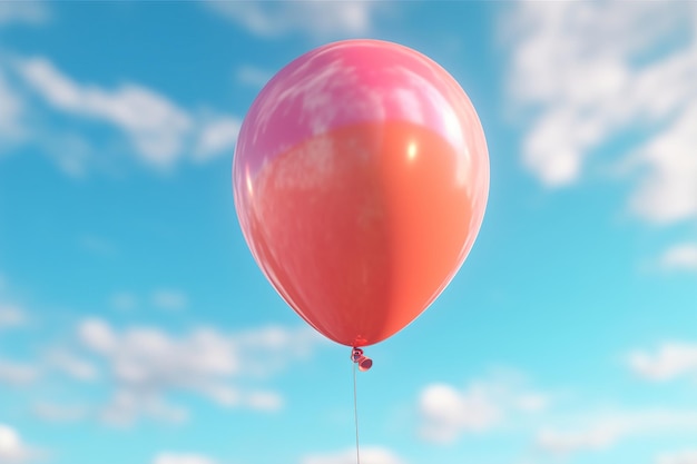 Roze opblaasbare ballon tegen de blauwe lucht