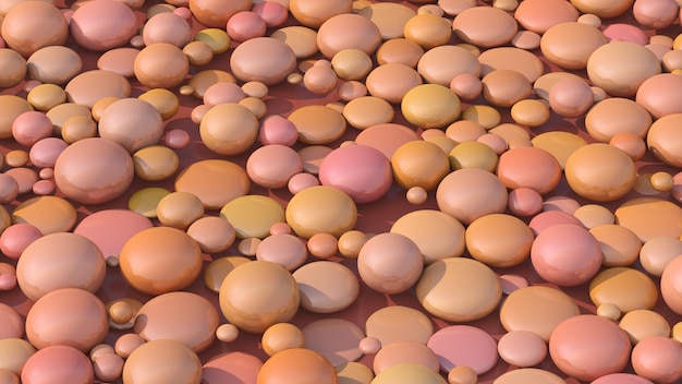 Roze oranje beige ballen morphing abstracte illustratie 3d render