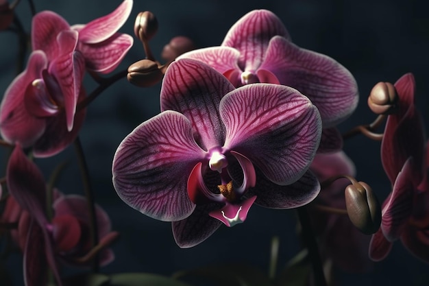 Roze orchidee op donkere achtergrond Generatieve Ai