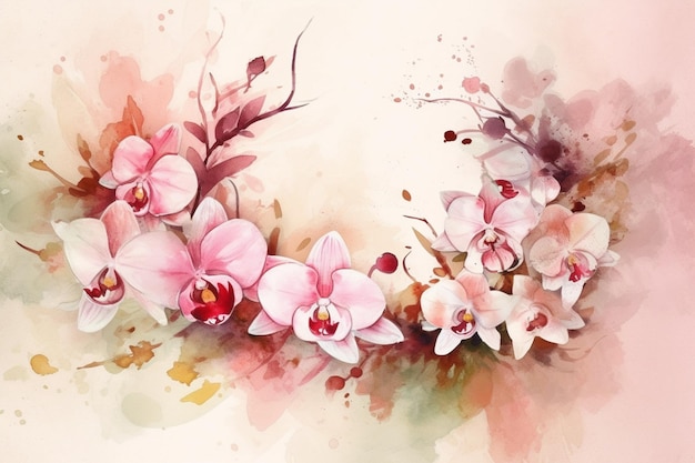Roze orchideeën op een aquarel achtergrond