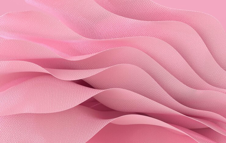 Foto roze papier of katoenen stof 3d-rendering achtergrond met golven en bochten