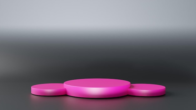 roze podium op grijze achtergrond 3D render 3D illustratie