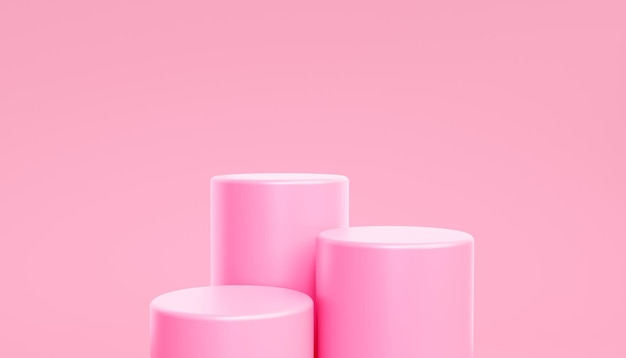 Roze podium product display voetstuk lege studio scène cosmetische schoonheid en mode banner concept op roze achtergrond 3d illustratie rendering