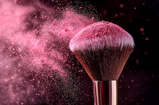 Roze poeder perfectie drijvende make-up penseel met houten handvat
