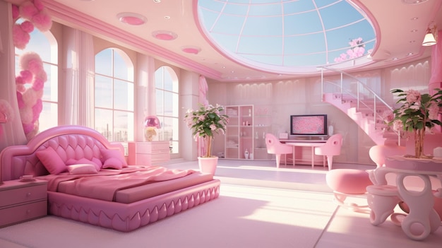 Foto roze prinses kamer voor pop