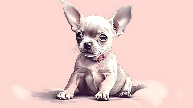 Roze puppy illustratie schattige hond generatieve AI