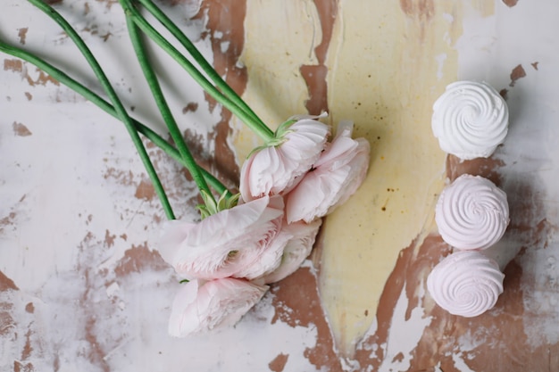 roze ranonkel vaas op wit oppervlak