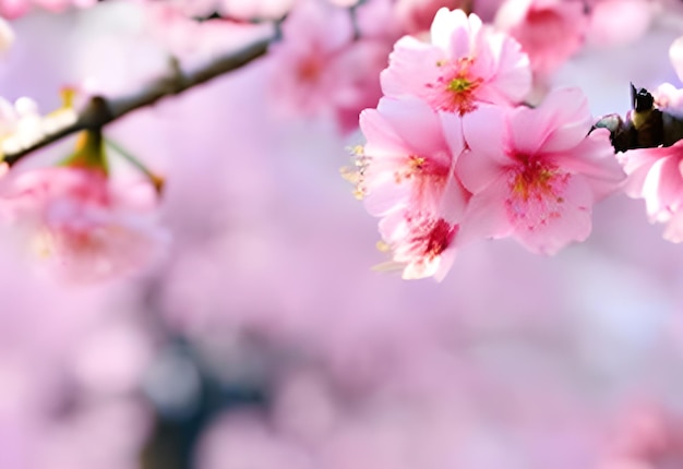 Roze rode mooie lente bloem bloei tak achtergrond met gratis kopie ruimte milieu voorblad AI gegenereerd