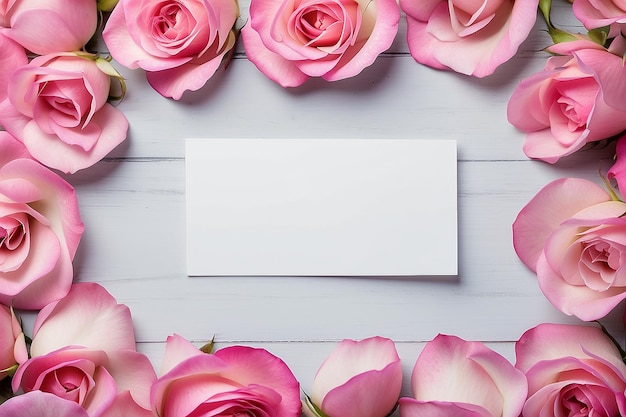 Roze roosblaadjes achtergrond met een blanco kaart voor uw boodschap