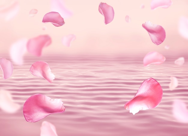roze rozen bloemblaadje vliegende achtergrond