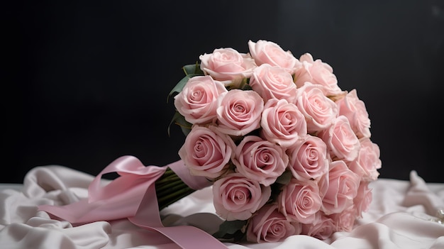 Roze rozen bruidsboeket bloemen