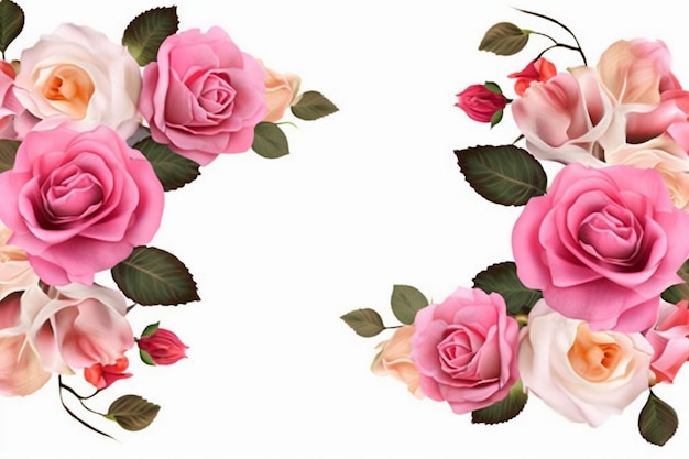 Roze rozen in een frame