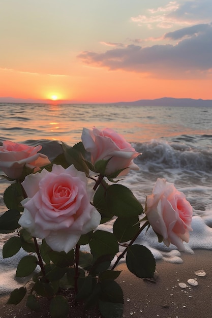 Roze rozen in het zand