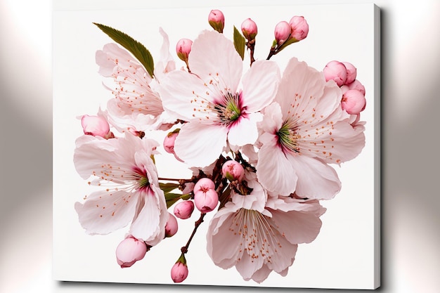 Roze sakura kersenbloesems tegen wit