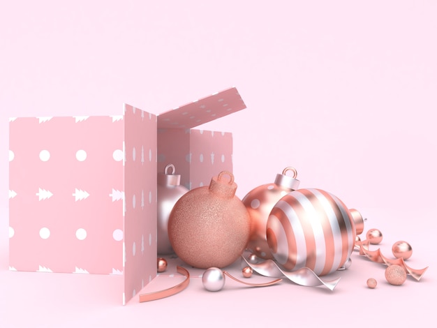 roze scène Kerstmis decoratie concept geschenkdoos bal