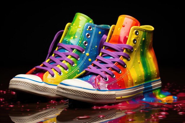 Roze sneakers regenboog