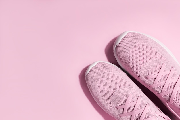 Roze sport sneakers op roze achtergrond