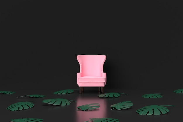 Roze stoel abstracte achtergrond 3d render