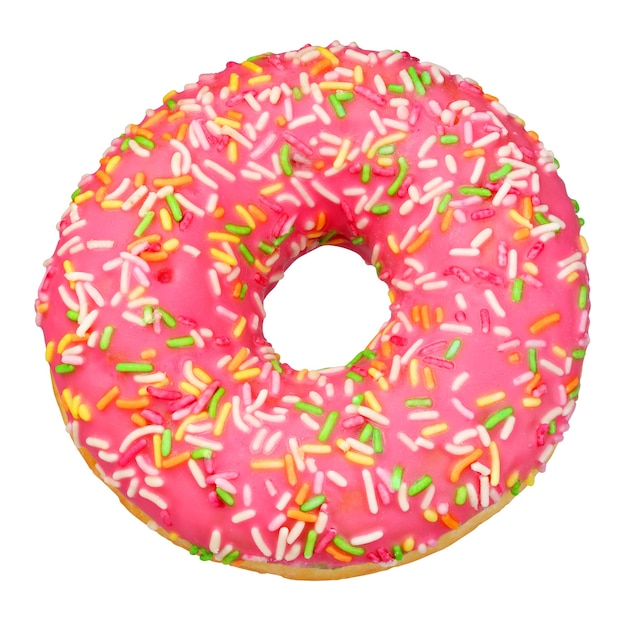 Roze suikerglazuur donut met hagelslag geïsoleerd