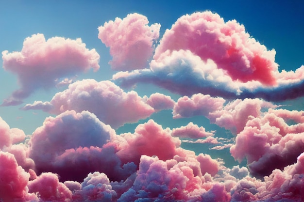 Roze suikerspin wolken hemelachtergrond Illustratie