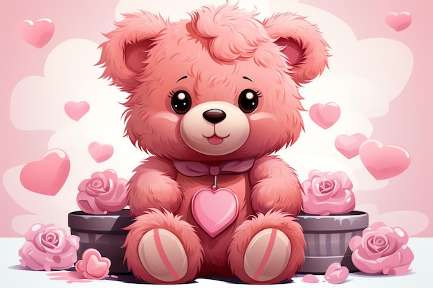 roze teddybeer AI gegenereerde afbeelding
