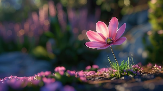 Roze tuinbloem Generatieve AI