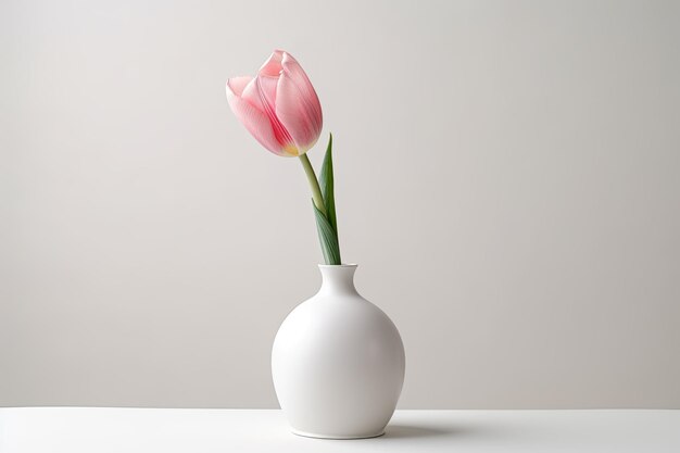 Roze Tulp Op Mooie Witte Vaas