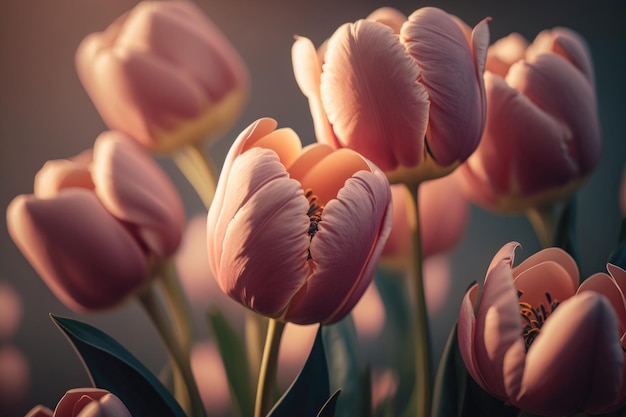 Roze Tulpen Achtergrond Illustratie AI Generatief