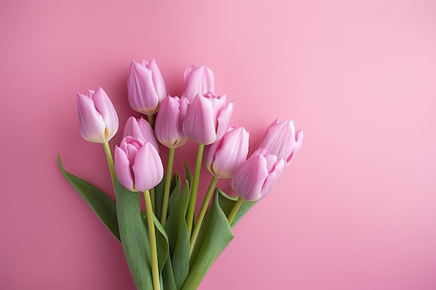 Roze tulpen bloemen boeket met roze achtergrond in recensie