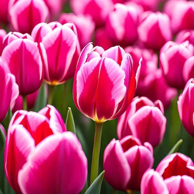 Foto roze tulpen en kersenbloesems voor een gelukkige valentijnsdagkaartje