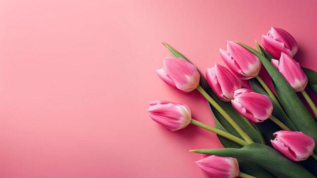 Roze tulpen op een roze achtergrond