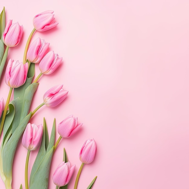Roze tulpen op een roze achtergrond