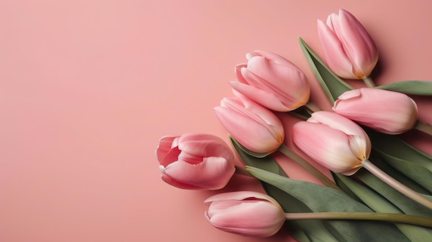 Roze tulpen op een roze achtergrond