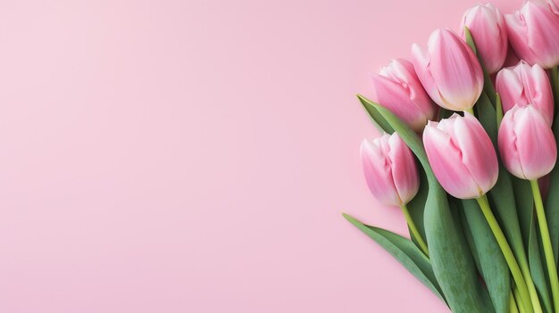 roze tulpen op roze achtergrond plaats voor tekst