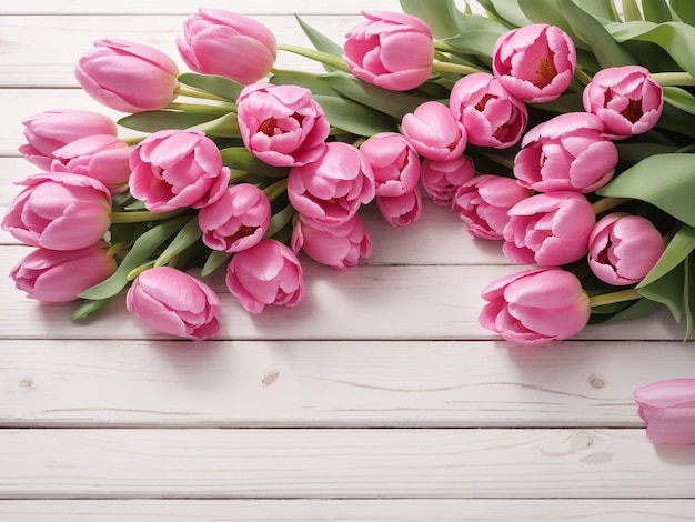 Roze tulpen op witte houten gestructureerde achtergrond